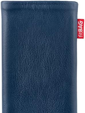 fitBAG Beat Blue Custom Tailored Sleeve for BQ Aquaris X. Fine Nappa Leather Pouch with Integrated Microfibre Подплата for Display Cleaning