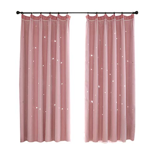 Плътни Пердета за Спалня - Kids Star Curtains for Girls Boys - Romance Double-Deck Cloth and Blackout Floor-Standing Curtains