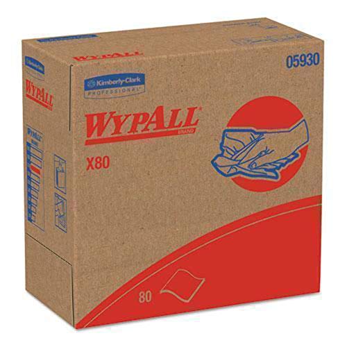 Wypall X80 за Многократна употреба, кърпички (05930), Кърпички продължителна употреба, Червен, 80 Листа / Pop-Up Box