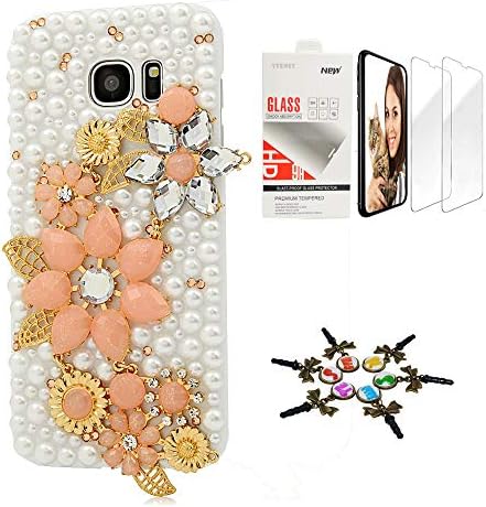 STENES Galaxy S9 Plus Case - СТИЛЕН - 3D Собственоръчно [Sparkle Series] Flowers Bling Agate Cover Design Съвместим с