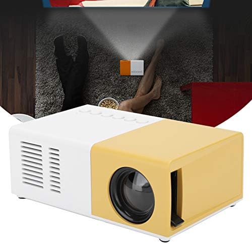 1080P Мини Проектор, HD Видео Проектор с Поставка Hi-Fi Стерео 60in Проектор Екран Портативен Проектор за Домашно Кино за Видео ТВ Филм Партия Играта(бял Жълт)