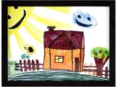 RAS Kids Art Frame - Опаковки стил Широката Рамка на Ръба на Строителна Хартия Свалящ се Акрилен Панел Картонена Подложка с Куки - [Черен - 9x12]