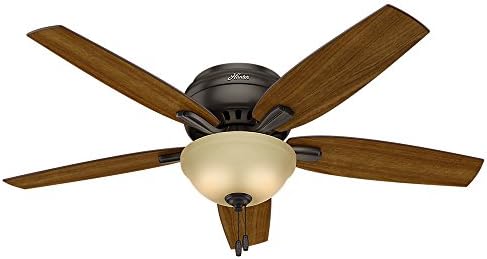 Вентилатор на тавана Хънтър Newsome Indoor Low Profile Ceiling Fan with LED Light and Pull Chain Control, 52, Premier Bronze