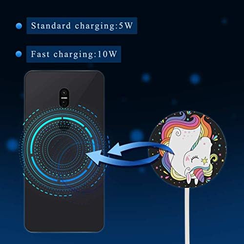 Unicorn Head Rainbow Hair Wireless Charger, Ци-Certified 10W Max Wireless Charging Pad е Съвместимо с вашия смартфон,
