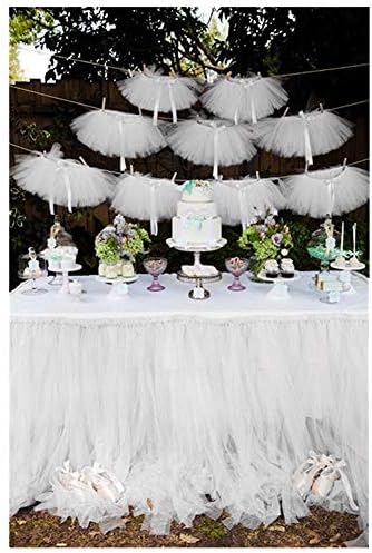 Originals Group Tutu Table Skirt,Baby Pink Tutle Tutu Table Skirt Декор, Рожден Ден Event Wedding Party Decoration (Mini White Tutu Garland)