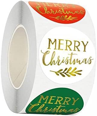 Colcolo 2X 1 Roll Весела Коледа Stickers Етикети Кръг за