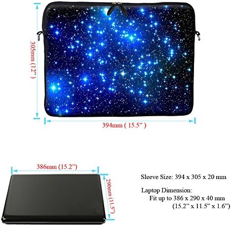 Mefort Inc Неопреновый Калъф За носене на лаптоп Sleeve Bag w. Скрита дръжка и иглата (D-образен пръстен) за лаптоп 15 15,6 инча - Galaxy Stars