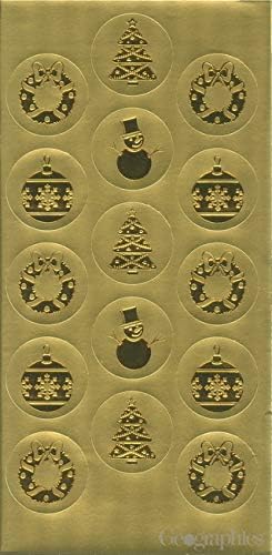 Географски украса на Коледни Релефен Печат, Диаметър 1,25 инча, Златна фолио, 40 опаковки (48895W)
