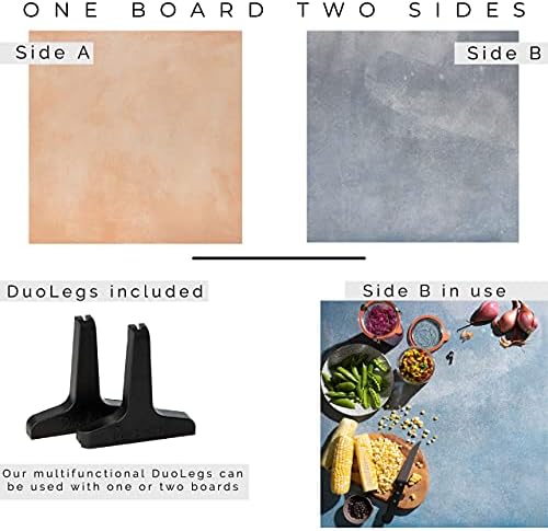 Duo Board - Двустранен фон дъска Surface Food & Product Photography - Крака в комплект Произведено в САЩ (24 x 24 инча, коралови пране/блус 90-те години)
