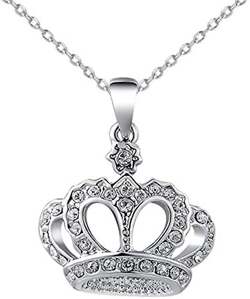 TenDollar Чар На Сватбата Кралицата На Дълга Верига От Кристали Crystal Crown Висулка Колие (Злато)