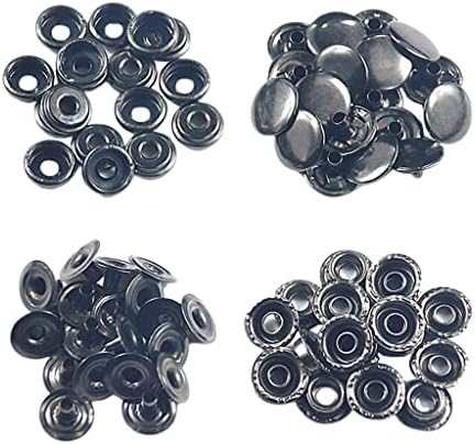 AMLESO 50sets Snap Fasteners Не Sewing Snap Fastener Closure for Jackets, Дънки, Bags, Straps Repair, 15mm - Черно, 15mm