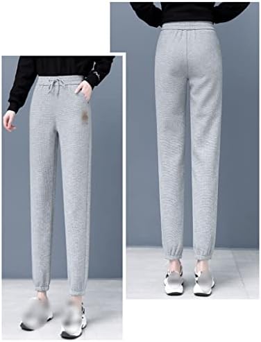 PDGJG Жени, както Кадифе удебеляване на Краката Зимни Сиви Свободни Спортни панталони Голям размер топли ежедневни зреещи (цвят : сив, размер : 27 код)