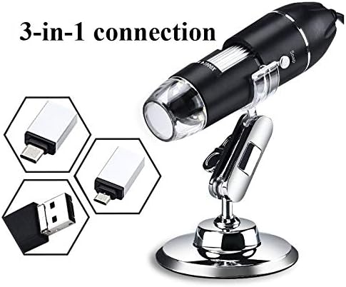 YINGGEXU Микроскоп Мега пиксела 500X 1000X 1600X 8 LED дигитален USB Микроскоп Microscopio Лупа Електронен Стерео USB ендоскоп Помещение Поставка е съвместима (увеличение : 500X)