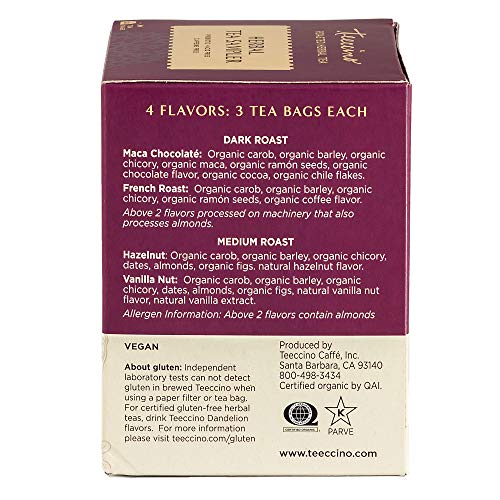 Teeccino Herbal Tea Sampler Variety Pack – Вкус 16 богатите и пържени смеси Teeccino, които не съдържат кофеин и пребиотици