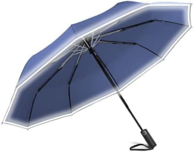 Пътен Чадър от Дъжд,LUHAHALU Автоматично Компактни Сгъваеми Чадъри с Светоотражающей Ивица, Преносим Ветрозащитный Черен
