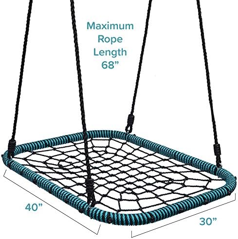 Play Platoon Spider Web Tree Swing Rectangle - 40 x 30 см, напълно сглобени, максимална товароносимост-600 килограма,