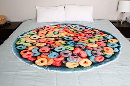Loopy Линии Cereal Blanket | Fruit Линии Throw | Novelty Food Blanket 60 Inches | Cereal Blanket много по-сладко, отколкото поничка одеяло, пица одеяло, бисквити одеяло или буритос одеяло!