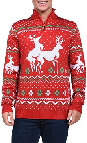 Tipsy Elves Men ' s Christmas Climax Sweater - Забавен Горбатый Елен Грозен Коледен пуловер