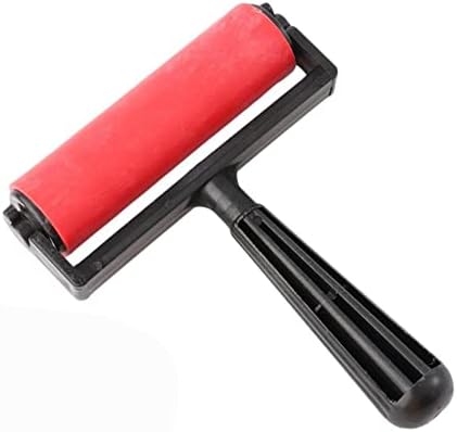 BAIFFEI 10cm Printmaking Rubber Roller Soft Brayer Занаятите Projects Ink and Stamping Tools (Червен)