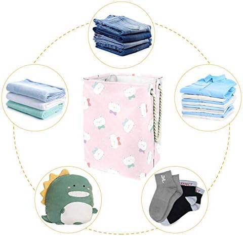 Unicey Сладък Картун Котка Face Design with Dots Waterproof Folding Laundry Възпрепятстват Bucket for Kids Room Bedroom