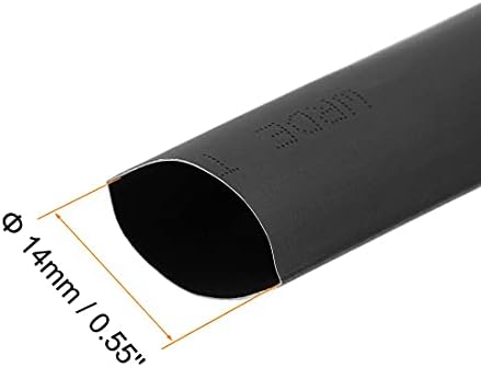 KFidFran Heat Shink Tubing, 14 mm Dia 23mm Плосък Width 2:1 Ratio Shrinkable Tube Cable Sleeve 7м - черен(Schrumpfschlauch,