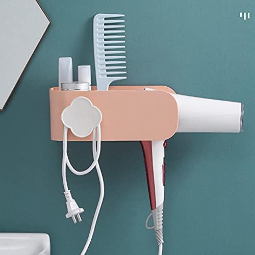 UXZDX Сешоар За коса-Часова Безплатна пробивка Баня Тоалетна Рафтове За Съхранение Стенен Сешоар-Часова (Цвят : бял)