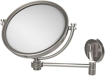 Allied Brass WM-6D/2X-SN 8 Inch Wall Mounted Extending 2X Magnification with Dotted Accent Make-Up Mirror, Сатен Nickel
