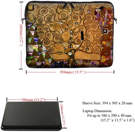 Неопреновый Калъф За лаптоп Sleeve Bag w. Скрита дръжка и иглата (D-образен пръстен) за лаптоп 15 15,6 инча - Klimt Tree