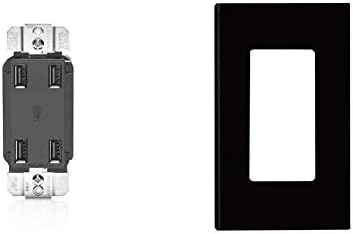 Leviton USB4P-E 4.2-Amp High Speed 4-Port USB Charger, Черно с безвинтовыми стената плочи, 8-Pack