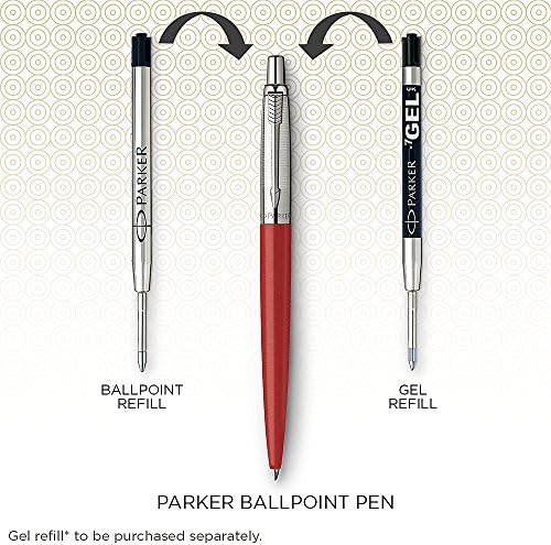 Химикалка химикалка Parker 1953170 Бележник, Неръждаема стомана с хромирана лайсна, Средна точка-Синьо Мастило, Подарък