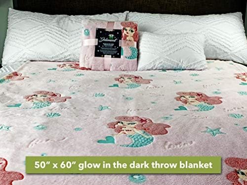 Glow in The Dark Хвърли Pink Blanket Mermaid Personalized Gifts for Girls Boys and Adults Cozy Super Soft Plush Fleece