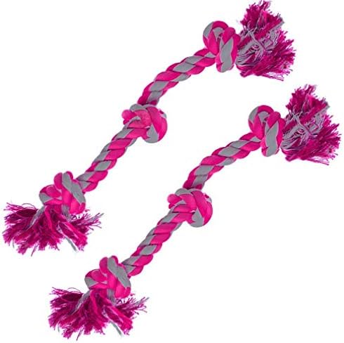 SunGrow Parrot Twisted Triple Knotted Ropes, 20, Памук, Розов и Сив цвят, стена за Катерене Играчка, Орални дъвки, 2 броя