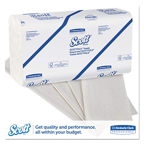 Scott 01980 Хартиени кърпи SCOTTFOLD, 9 2/5 x 12 2/5, Бял, 175 кърпи в опаковка (25 опаковки)