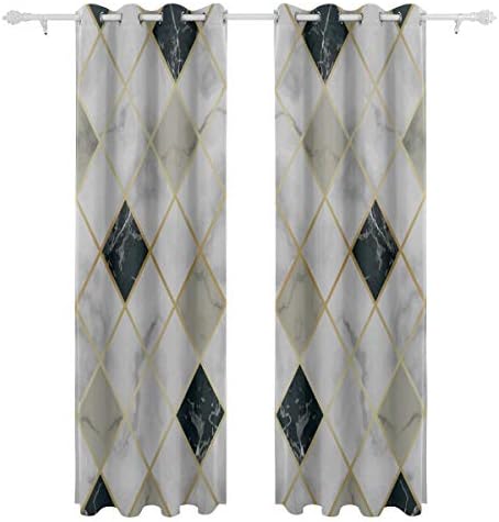 Generies Baby Boy Bedroom Curtains Beautiful and Regular Marbled Lattice Single-Sided Drapes Window Treatment Shower Curtains Panel Bedroom Bath 55x84 Inch 2 Pcs Shower Curtains Windows