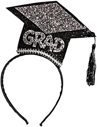 Forum Novelties X80325 Graduation Hat Headband, Унисекс, Черен/Сребрист, Един Размер