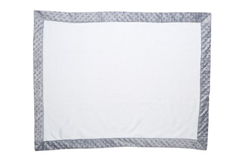 Плюшевое одеяло Bacati с кант, однотонное бяло/сиво, 30 x 40