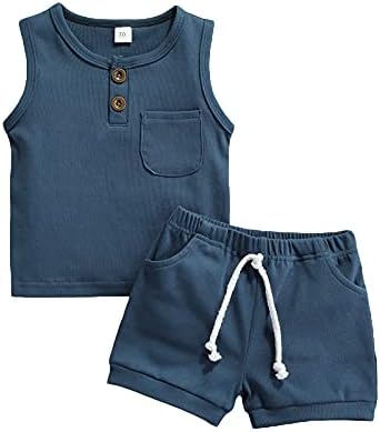 LeSury Baby Boy Summer Outfit Cotton 2 Piece Shorts Sets Sun Sweatsuit Casual Sleeveless Vest Tank