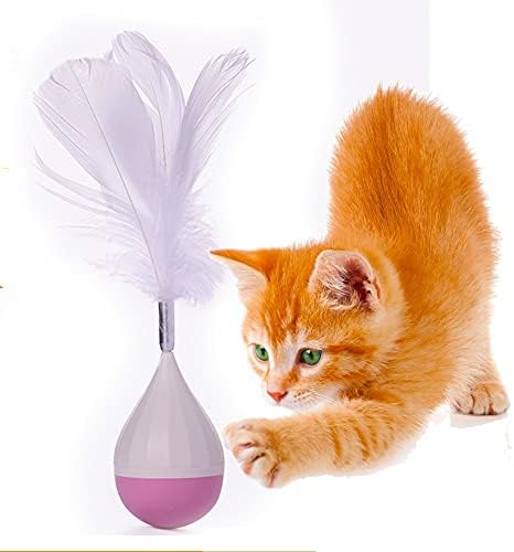 HGF Cat Feather Toys Cat Small Automatic Feather Разклати Tumbler Cat Toy/ Toy Balls Interactive Kitten Small Cats Dogs Puppies Кученца Quiet Outdoor Indoor Play Activity Chase Training
