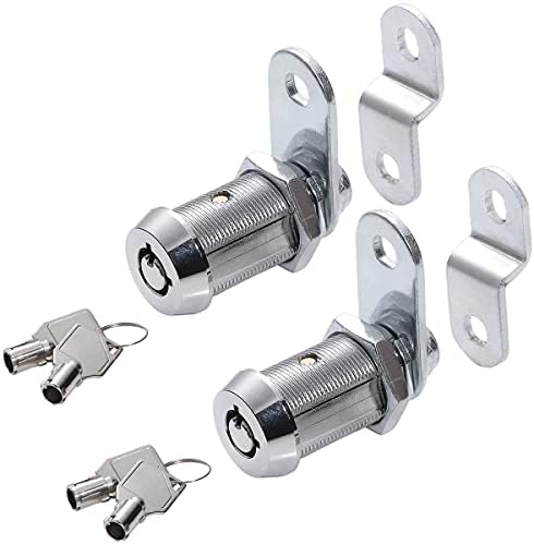 WOOCH Tubular Cam Lock Заключване на шкаф,Ключ със същия подвижен ключ, 1-1/4 Кам и издигане камера (1-1/8 инча 90°, хромово покритие, 2 опаковки)