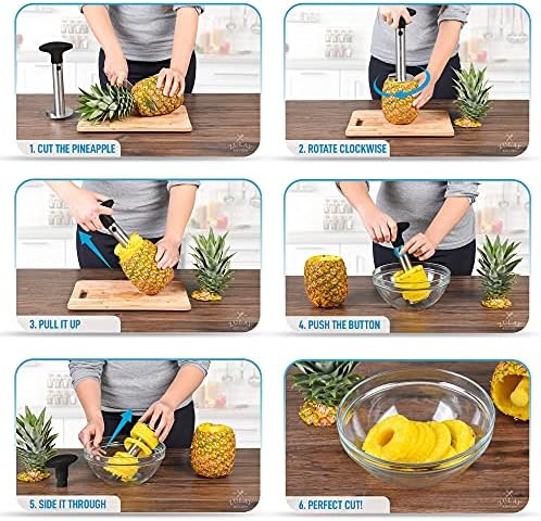 Zulay Кухня Pineapple Corer and Slicer Инструмент - Нож ананас от неръждаема стомана за лесно отстраняване на ядрото и