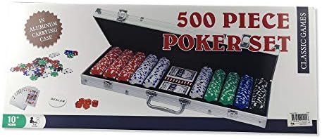 Tradeopia Premium 500 Piece 11.5 Грам Casino Poker Chip Set with 2 Card Decks, 5 Dice & Aluminum Case for Texas Holdem Blackjack Gambling Professional Casino Games