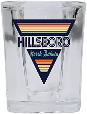 Hillsboro Северна Дакота 2 Унции Квадратна Основа Алкохол Чаша Ретро Дизайн
