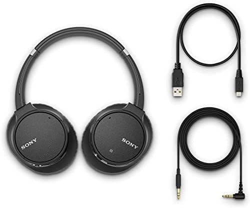 Sony Шумоподавляющие слушалки WHCH700N: Безжична Bluetooth слушалка с микрофон за телефонно обаждане и гласово управление на Алекса W/GM 7 - in-1 Аксесоари (черен)
