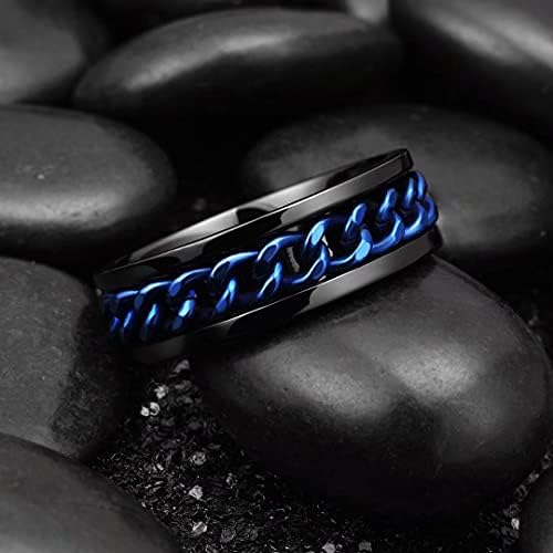King Will 8mm Spinner Пръстен Stainless Steel Fidget Ring Раздяла Ring For Men Black/Blue/Silver