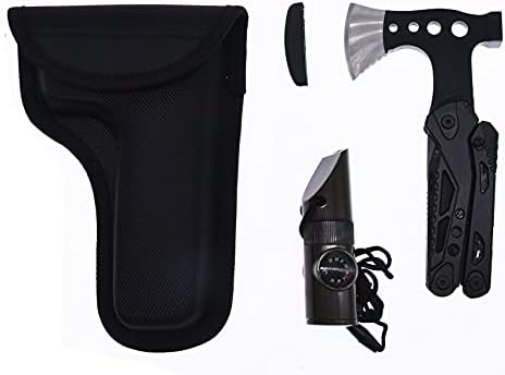 Алфи Survival Gear and Equipment, 15 in 1 Hatchet with Axe Hammer Saw Screwdrivers Pliers Тел Кътър Bottle Opener Whistle,