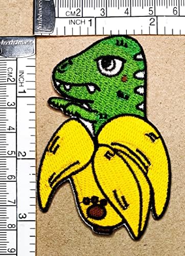 Kleenplus 2 елемента. Прекрасен Динозавър Петна Стикер на Изкуството Банан Динозавър Жълто Карикатура Кръпка Знак, Символ