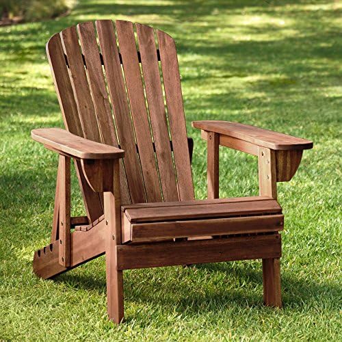 Синьо-Island Designs Fletcher Dark Wood Outdoor Reclining Adirondack Chair