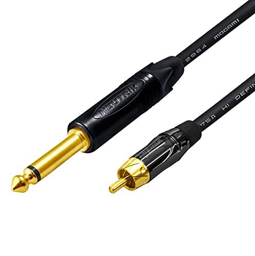 15 Foot – TS to RCA Кабел – Mogami 2964 Audio Interconnect Cable & Neutrik NP2X-B & Amphenol ACPL-CBK Gold Plugs - Custom Made by СА НАЙ CABLES