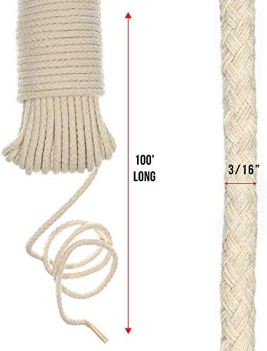 GOLBERG G Универсална Памучен въжето за дрехи - 100 фута - Диаметър на 3/16 инча