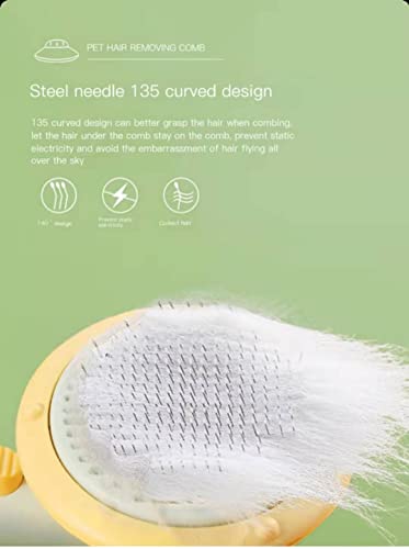 Четка за грижа за котки Self Cleaning Slicker Brush for Dogs and Cats Shedding Пет Пин Brushes Undercoat with Round Съвет Massages & Improve Circulation(Off-white)